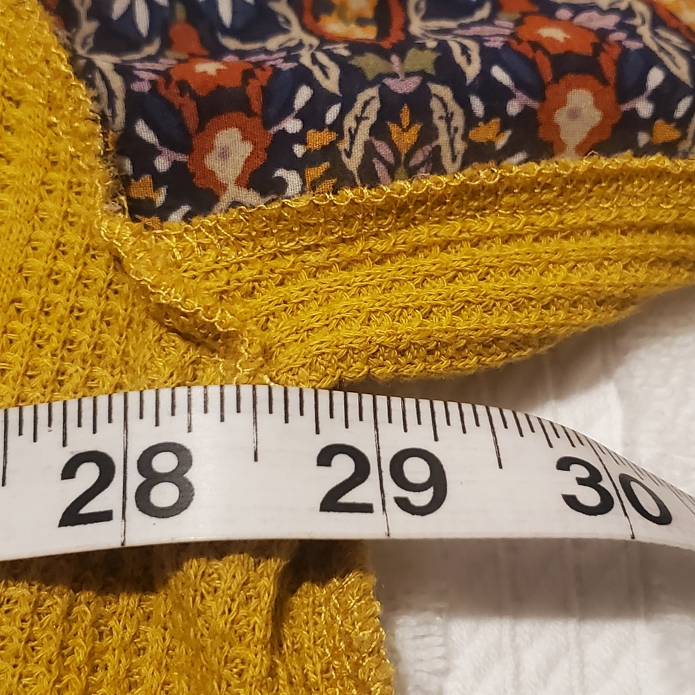 Umgee Oversized Waffle Knit Top Small Abstract Yellow Green Chartreuse F… - Picture 12 of 14